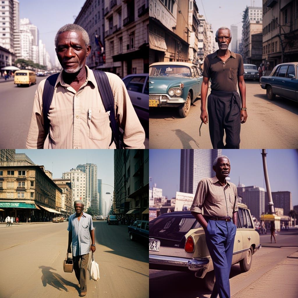 Rugged African Man in 1990s Lagos Street Style