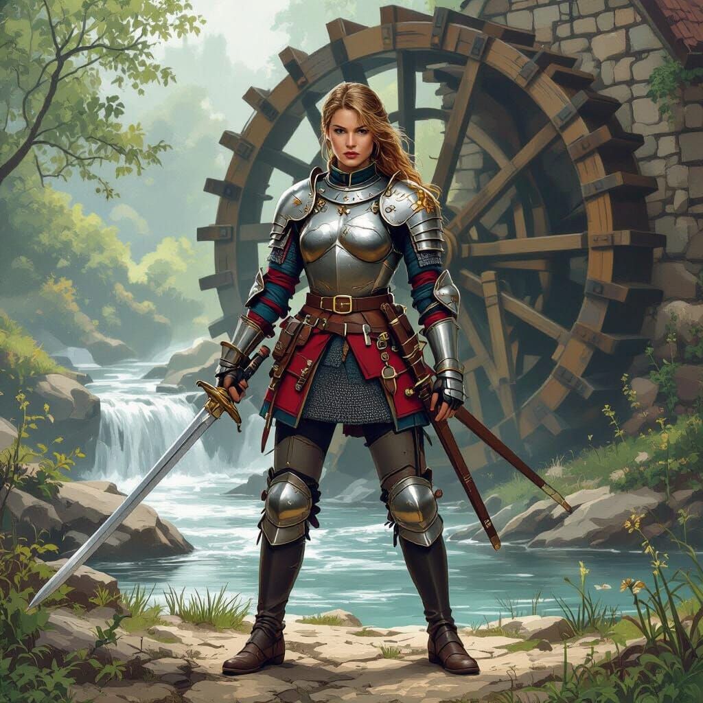 Female Soldier in Prussian Armor Fantasy Illustration