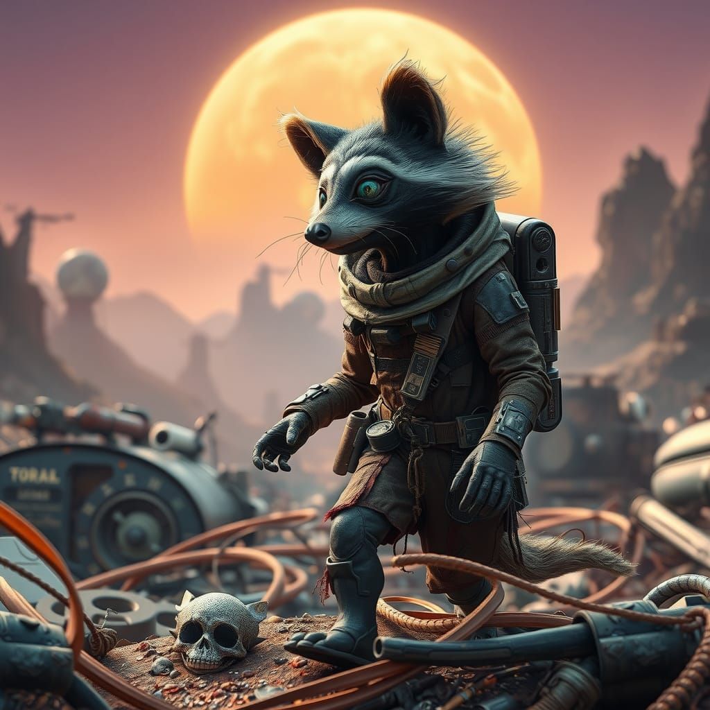 Alien Raccoon Scavenger on Mystical Planet