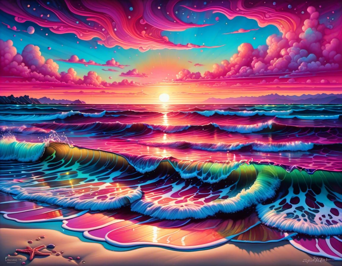 pink beach sunset