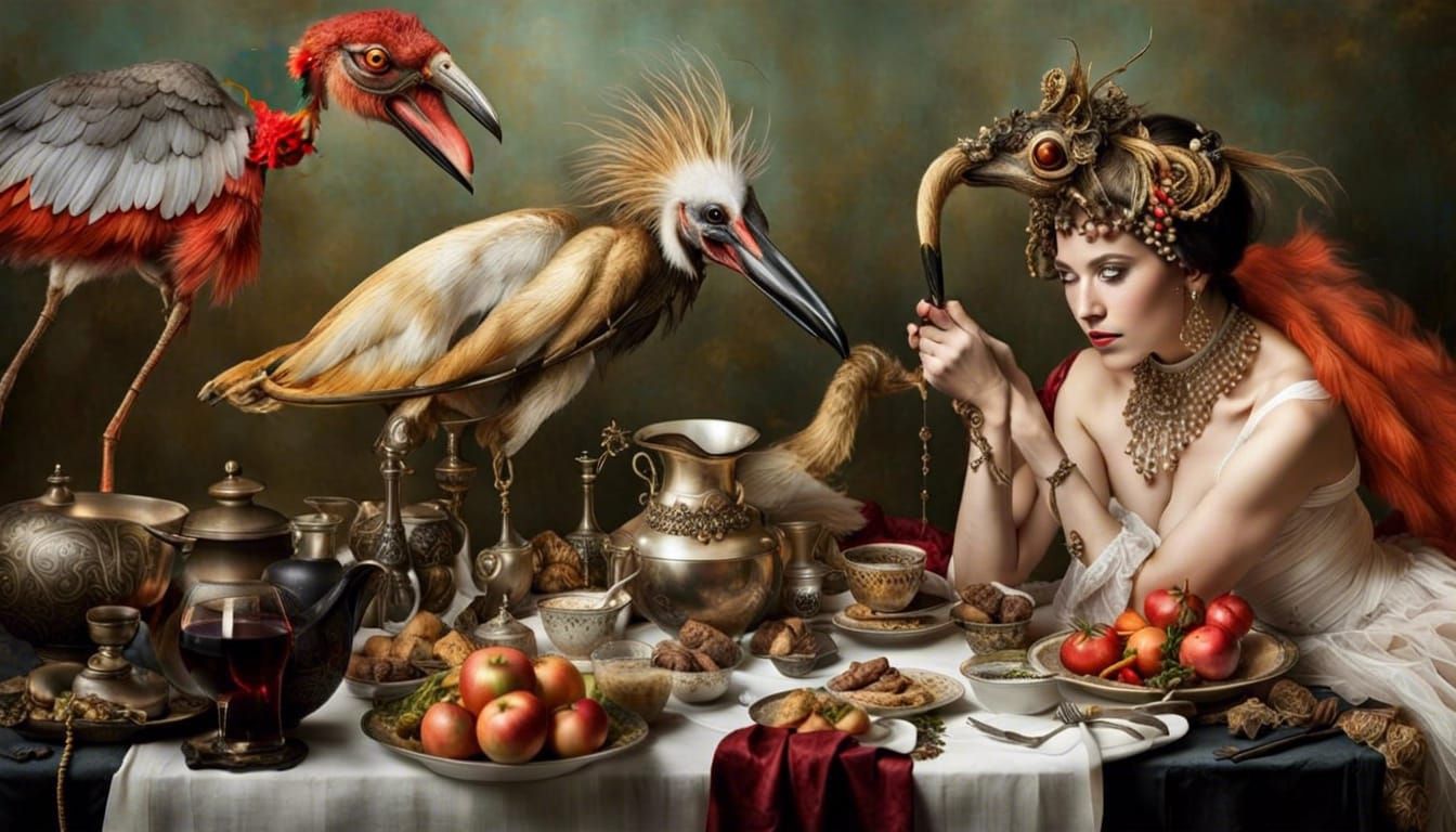 Surreal Alien Restaurant Celebration: Magical Realism Photog...