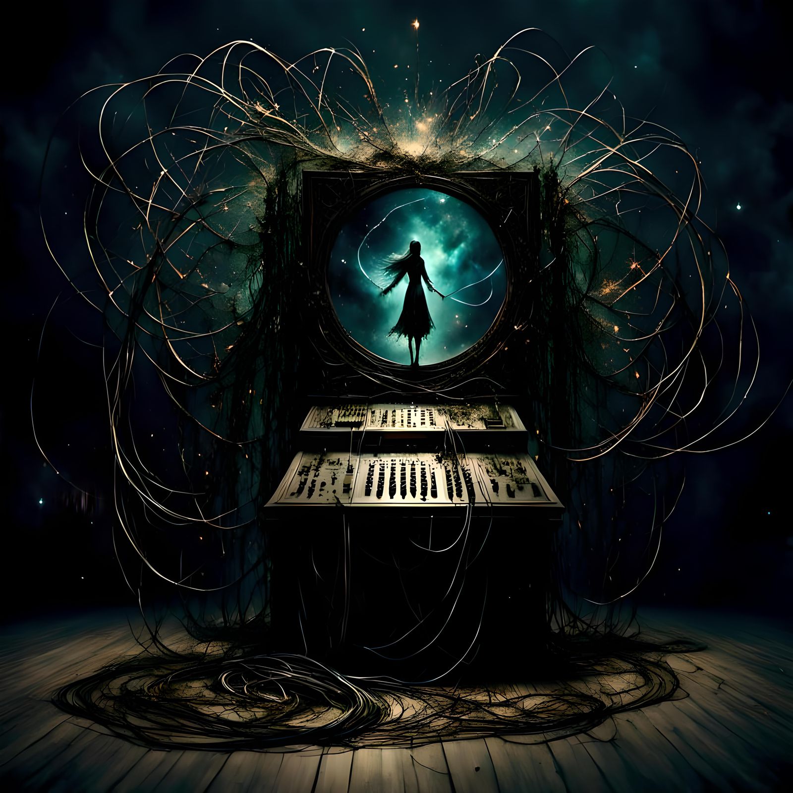 Heavenly Switchboard: Wires Connecting Stars in Surreal Styl...