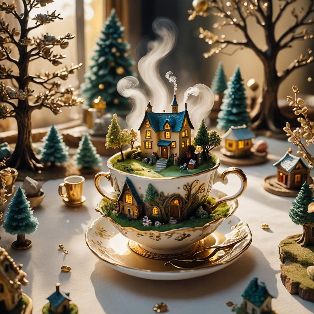 Fairytale Village in Teacup: Surreal Miniature Art