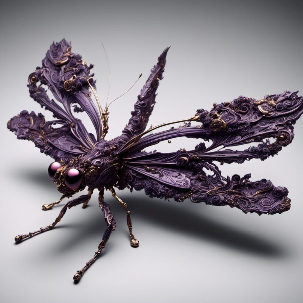 Iridescent Dragonfly with Black Sparkle Effect