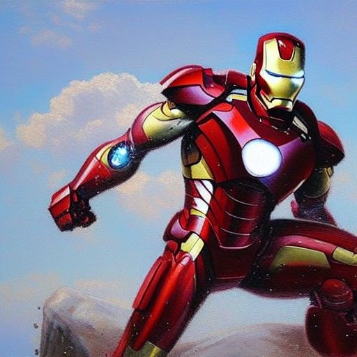 Iron Man Oil Painting by James Gurney Style