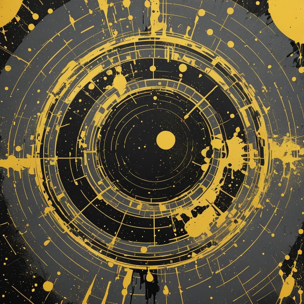 Minimalist Black Banner with Geometric Smile in Pop Art Styl...