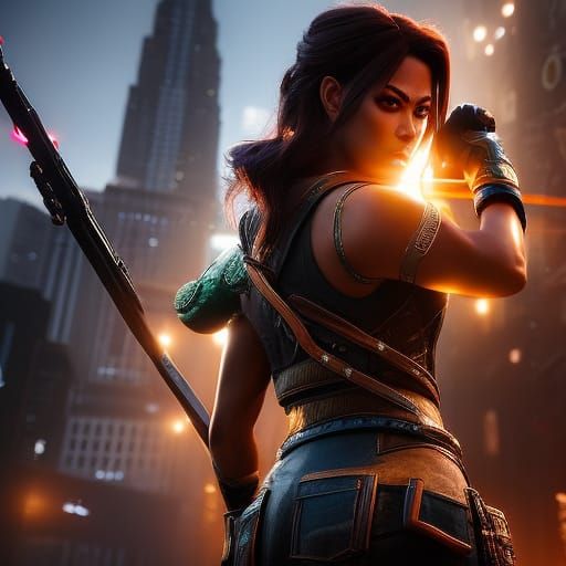 Hyperrealistic Female Boxer Portrait in Dynamic Lighting