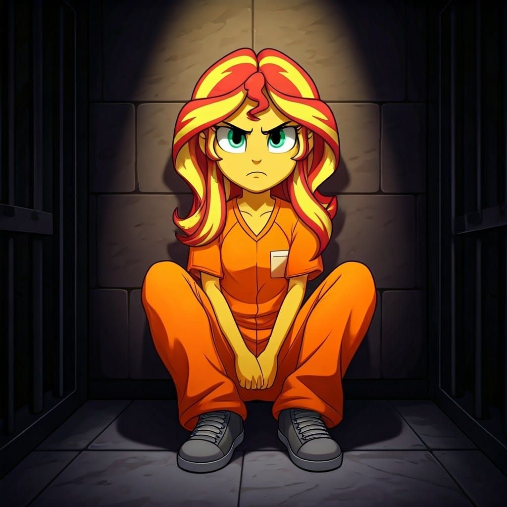 Sunset Shimmer in Prison Cell, Dramatic Lighting