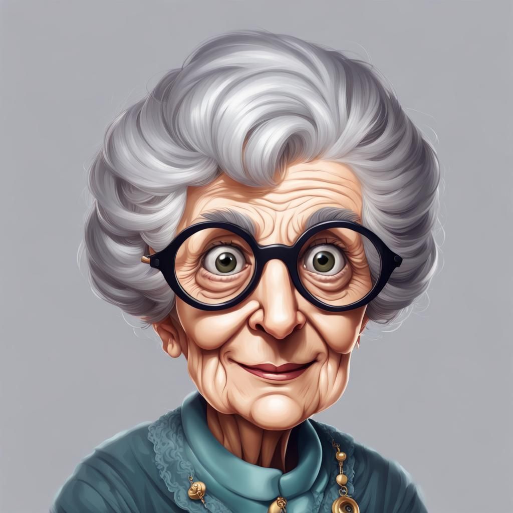 Funny Granny Portrait in Cartoon Fantasy Art