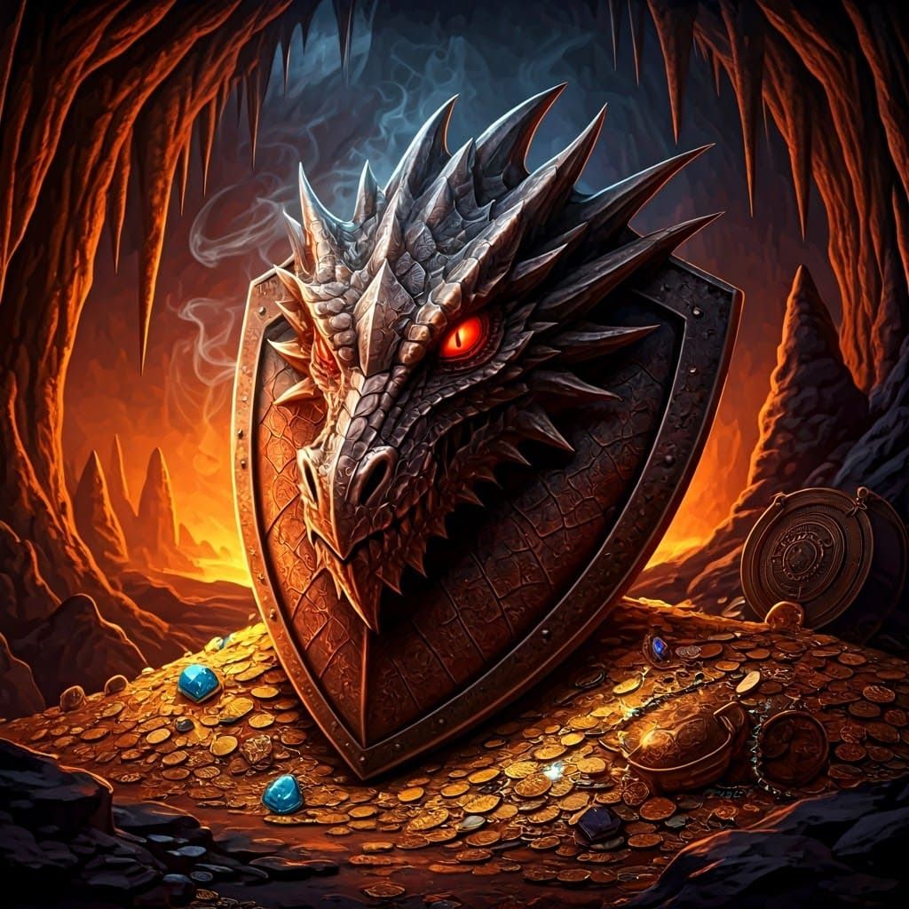 Majestic Dragon Shield in Golden Light