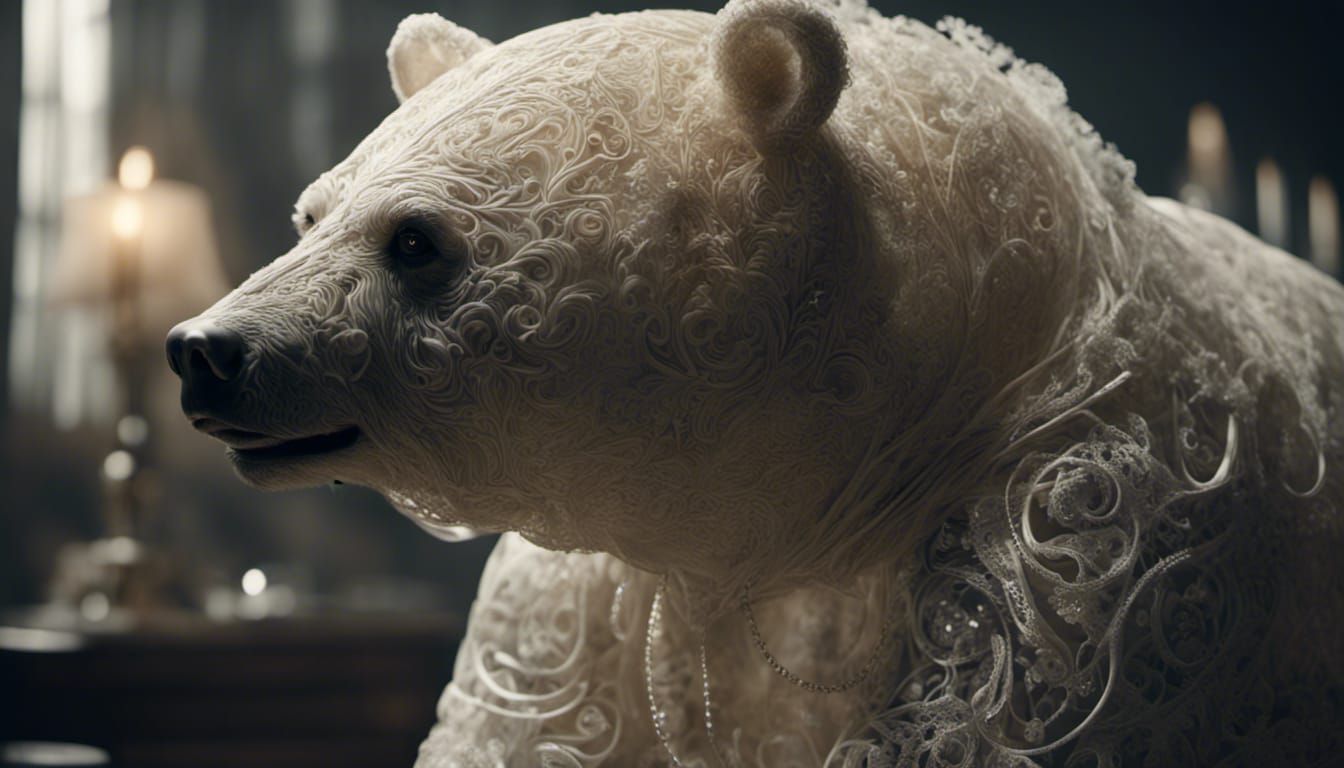 Crystal Bear with Victorian Lace Filigree