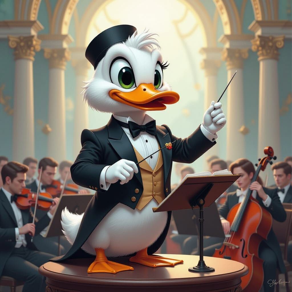 Anthro Duck Conductor in Polychromatic Orchestra