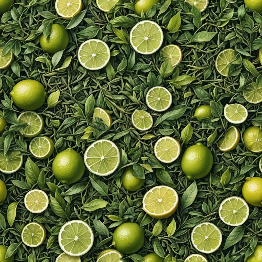 Hyperrealistic Kalamansi Lime, Green Tea, and Lemon