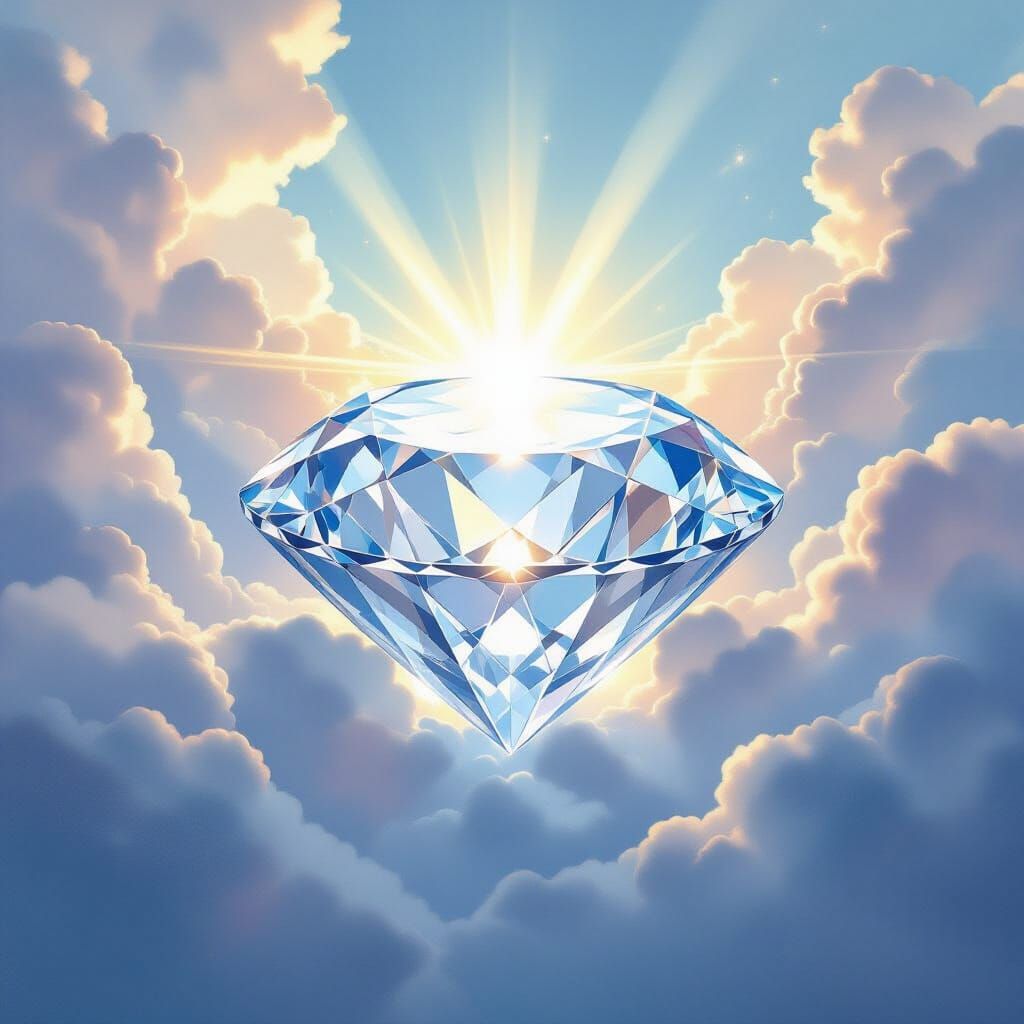 Luminous Diamond in Divine Sunshine, Watercolor Art