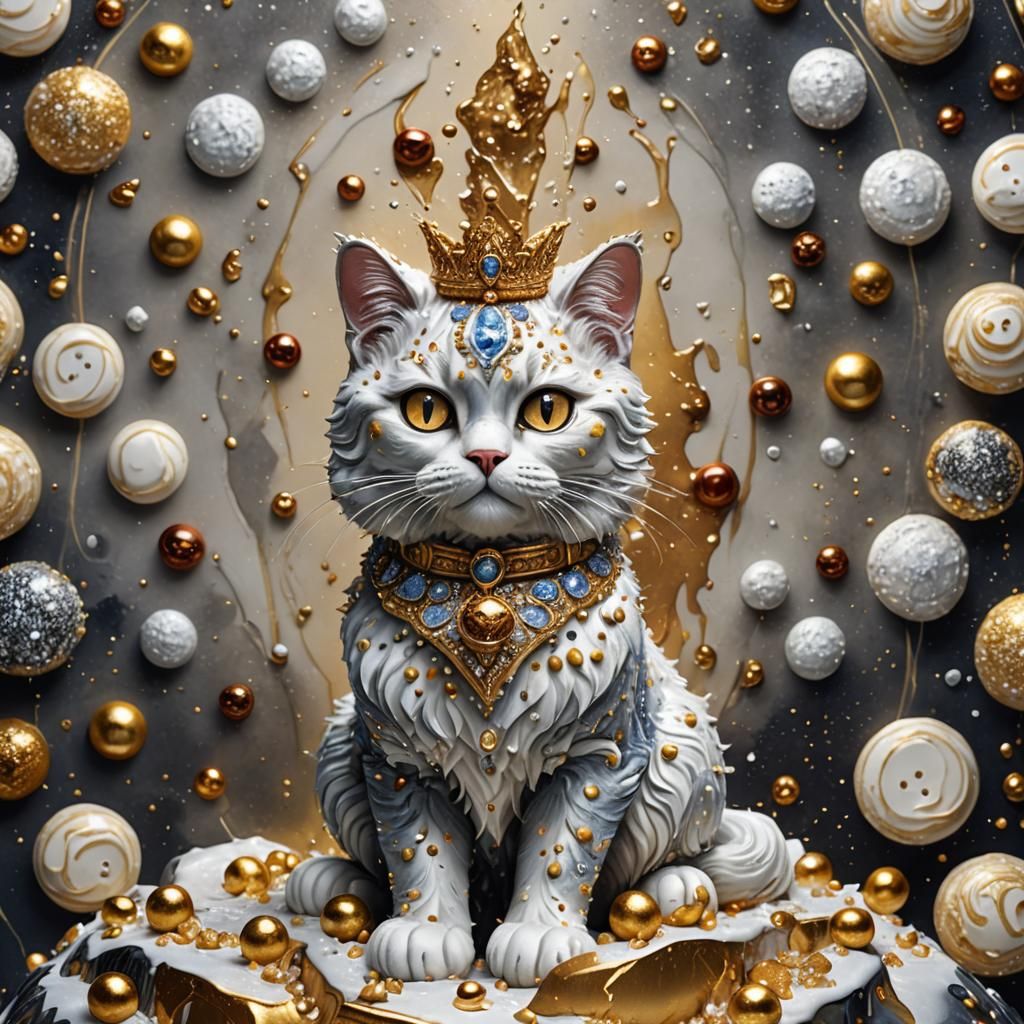 Majestic Cat-Shaped Mont Blanc Dessert in Matte Painting