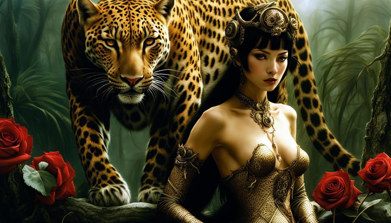 Surreal Leopard Rose with Octopus Skin