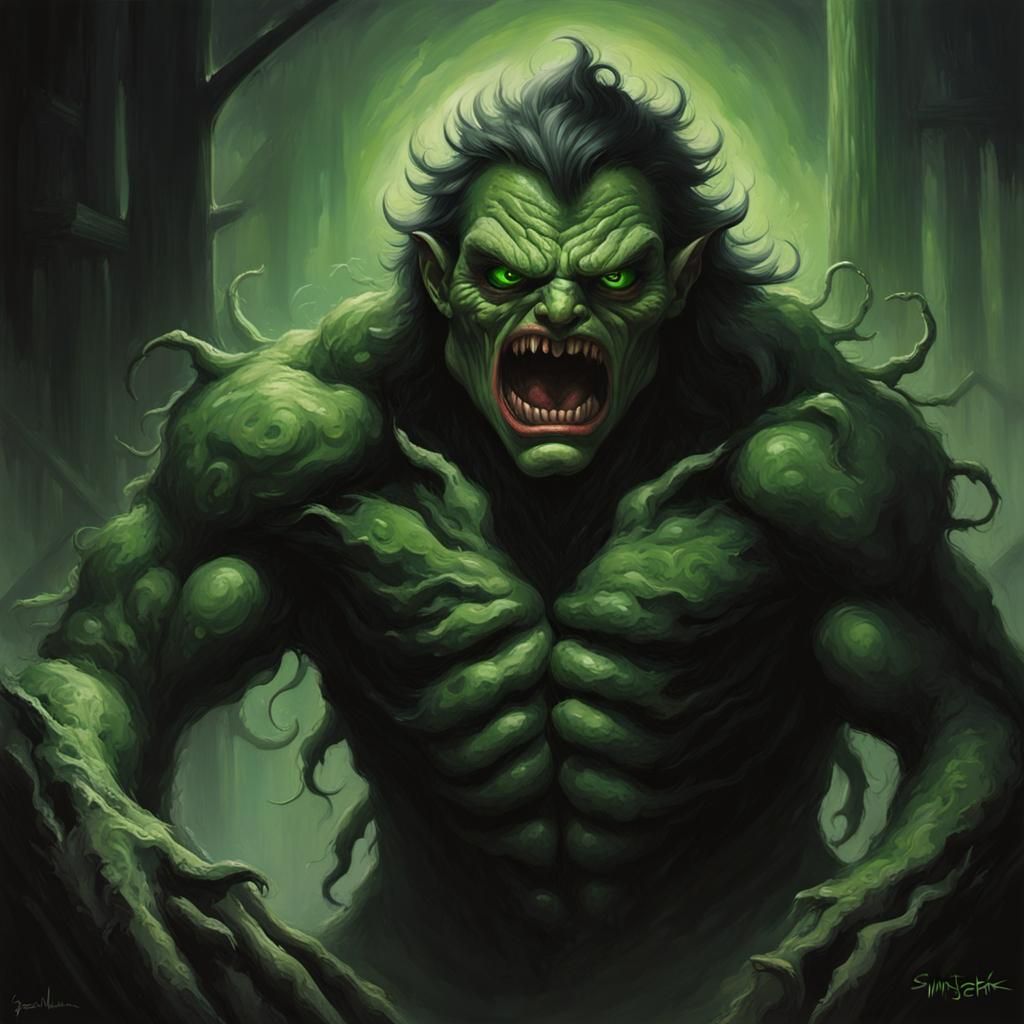Sinister Green-Eyed Monster: Greg Rutkowski Style