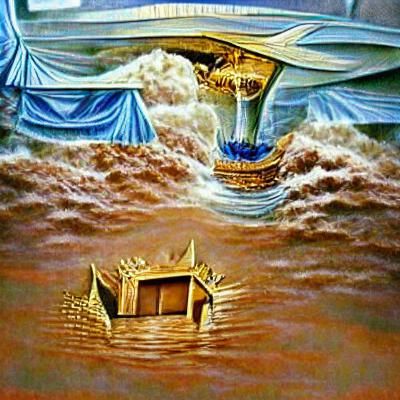 Noah's Ark Amidst the Great Flood