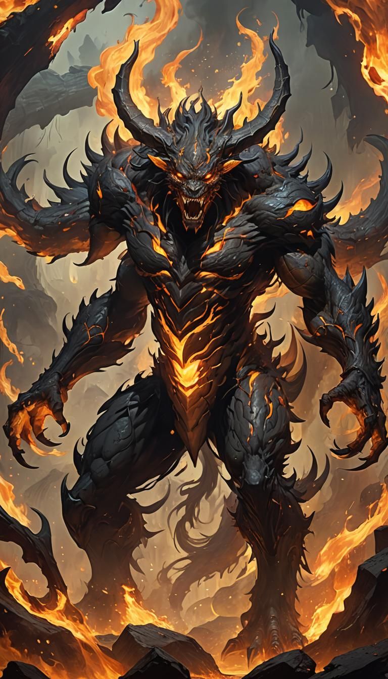 Gigantic Hell Beast Rising: Anime-Inspired Concept Art