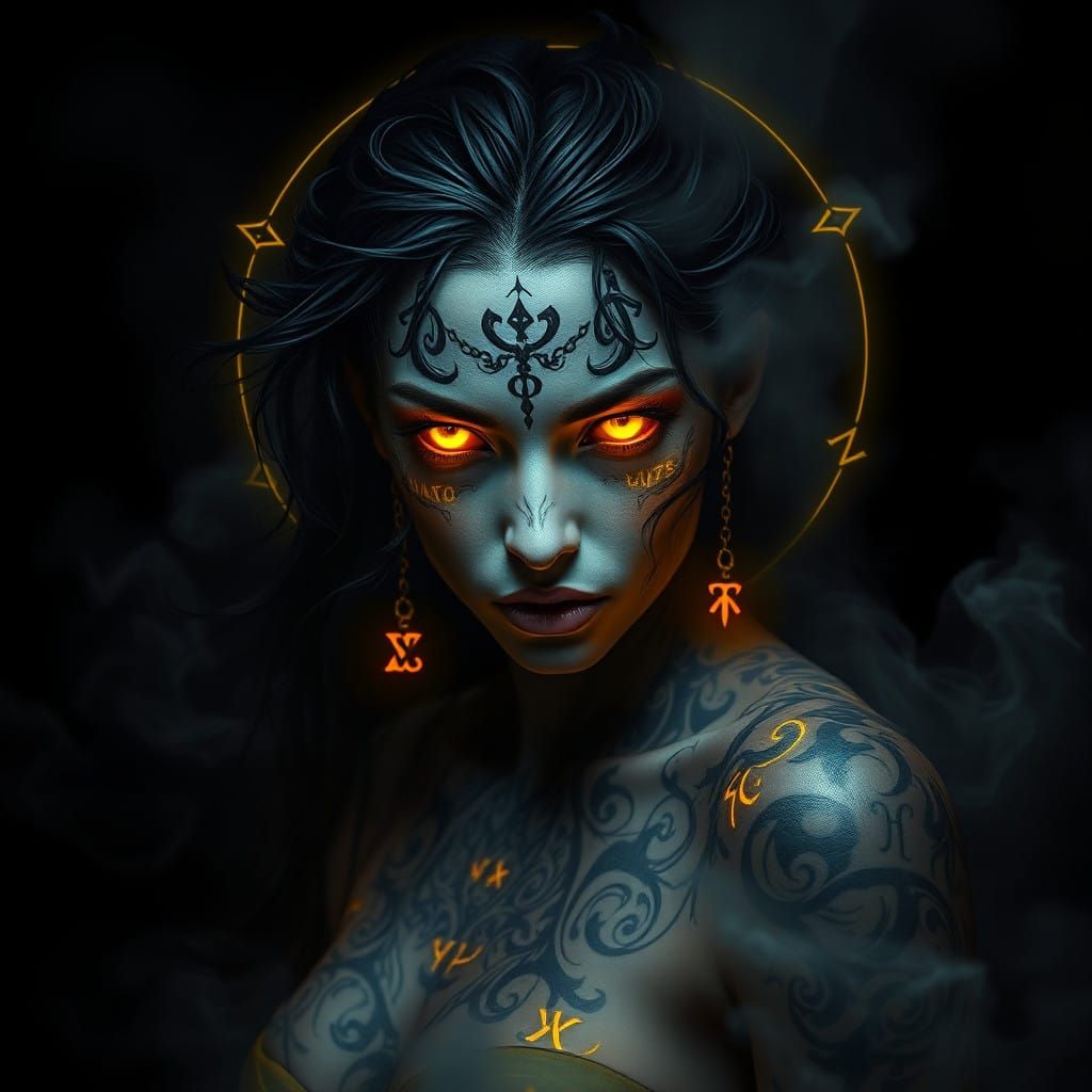 Ethereal Gypsy Goddess in Neon Haze