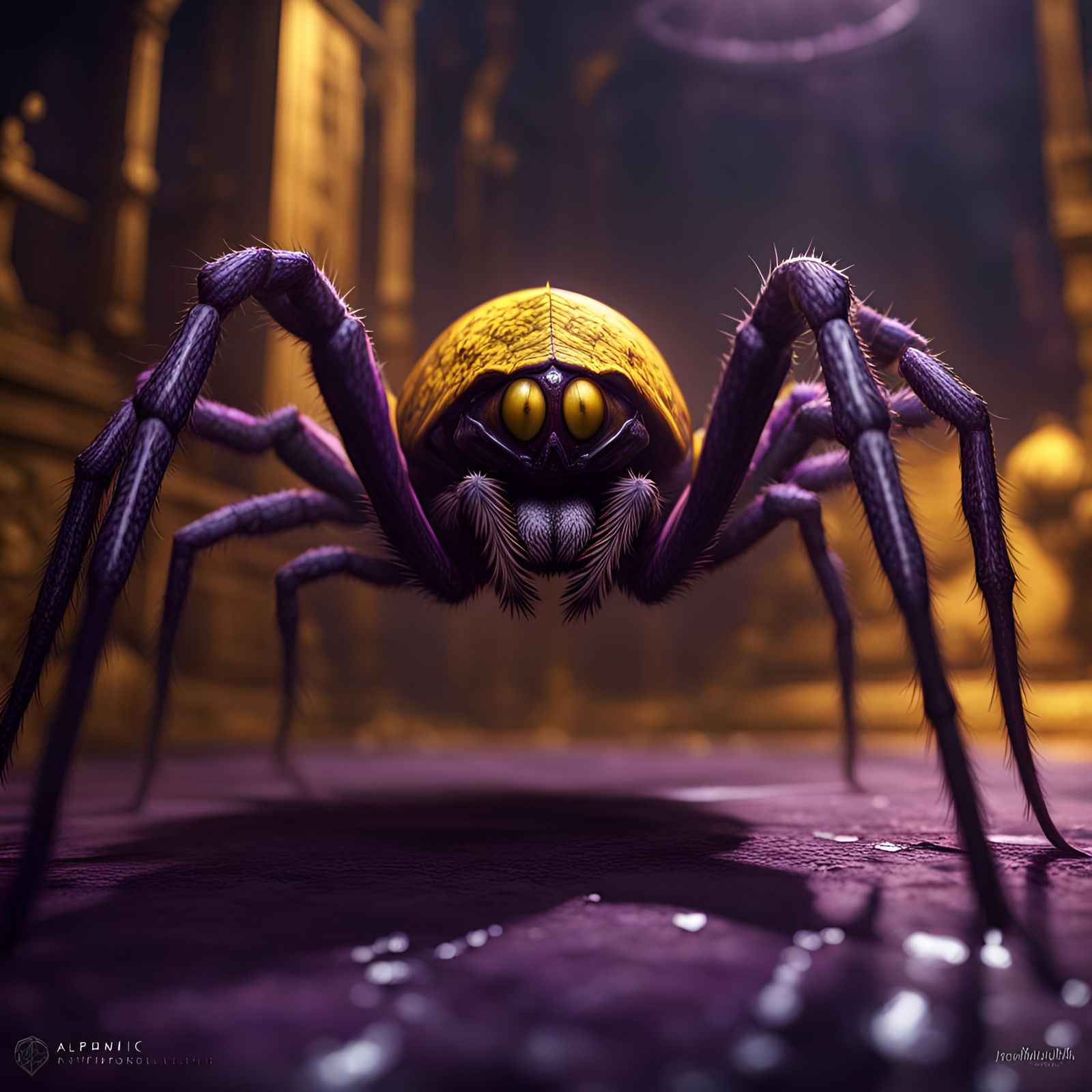 Venomous Spider in Web: Dark Fantasy Concept Art