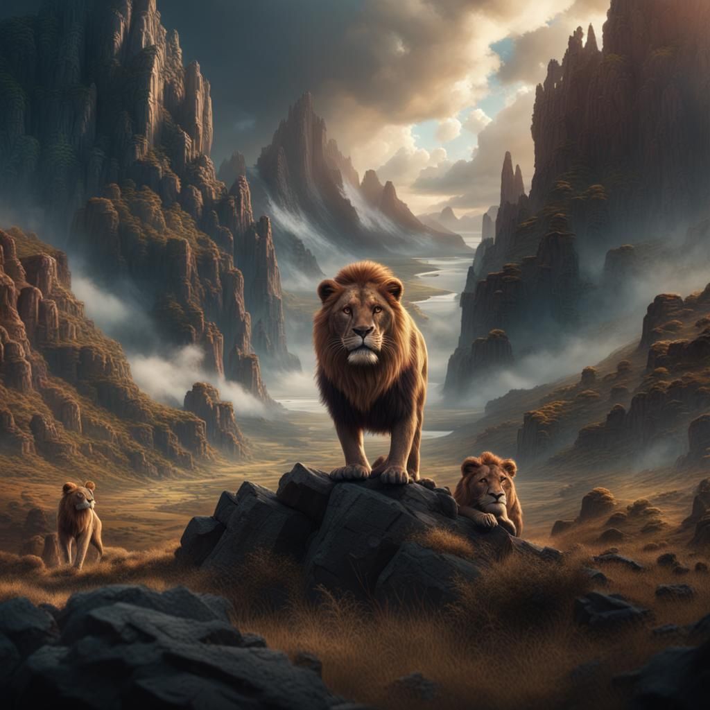 Majestic Lion in 3D: 8K Digital Painting