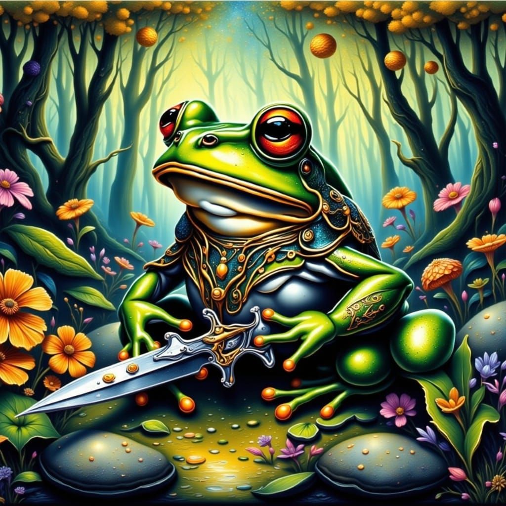 Brave Frog Warrior in Medieval Armor