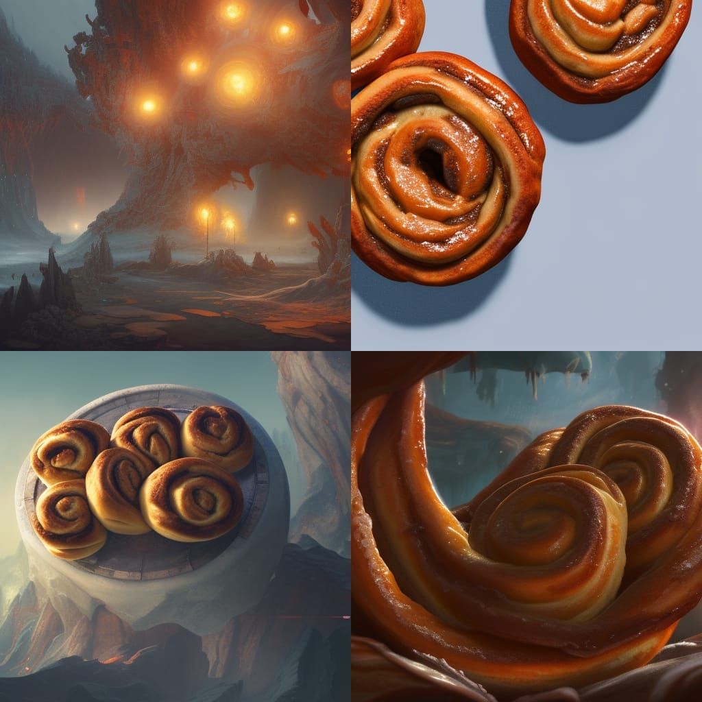 Delicious Cinnamon Buns in Detailed Matte Painting