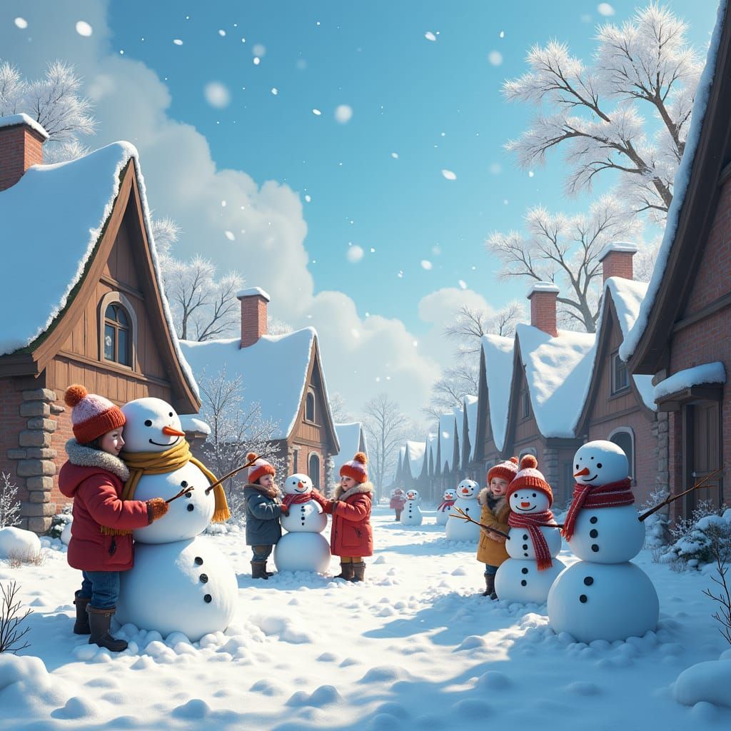 Snowy Village Scene Inspired by Fantasy Concept Art