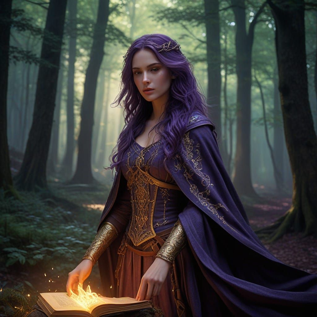 Celtic Woman Lost in Ancient Book Mysticism