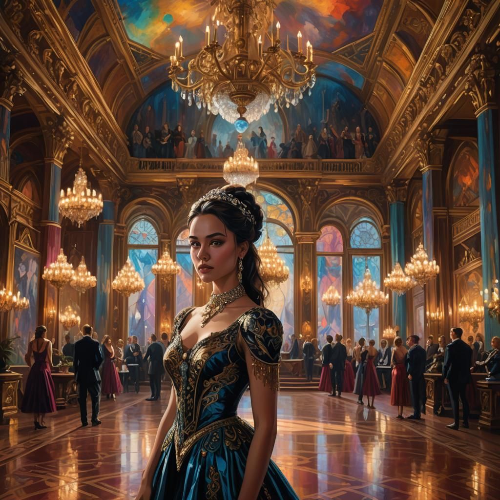 Ballroom Portrait of Veronica Amara Solaria in Oil Painting ...