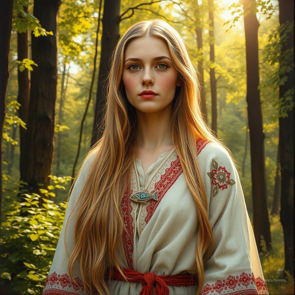 Serene Baltic Goddess of the Forest
