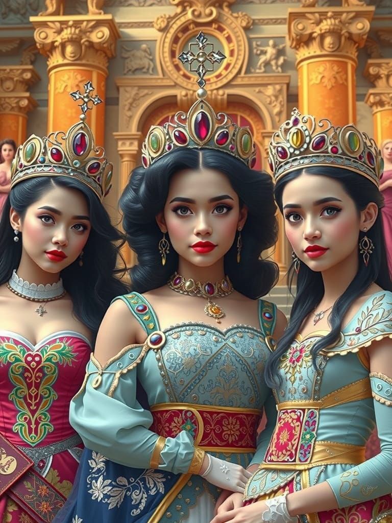 Elegant Princesses in Grand Royal Ceremony