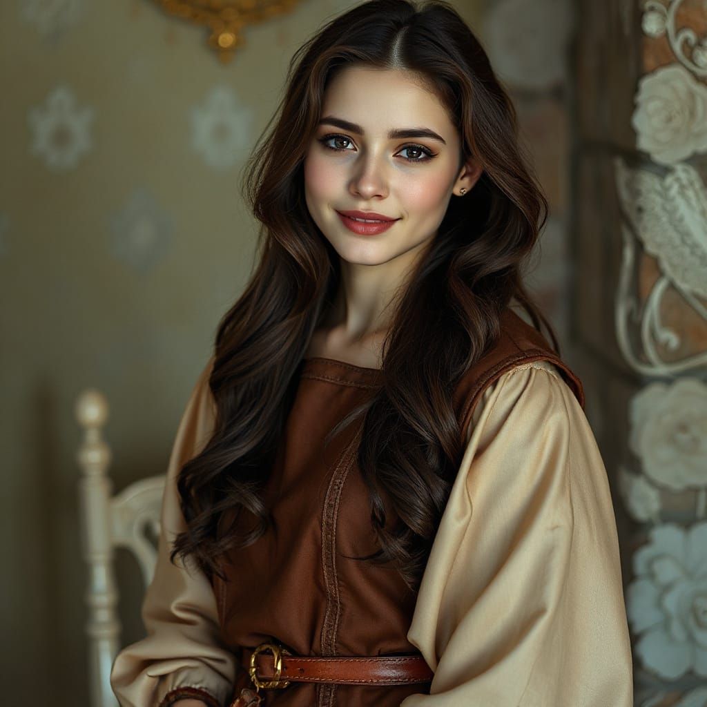 Ethereal Pre-Raphaelite Beauty in Medieval Attire