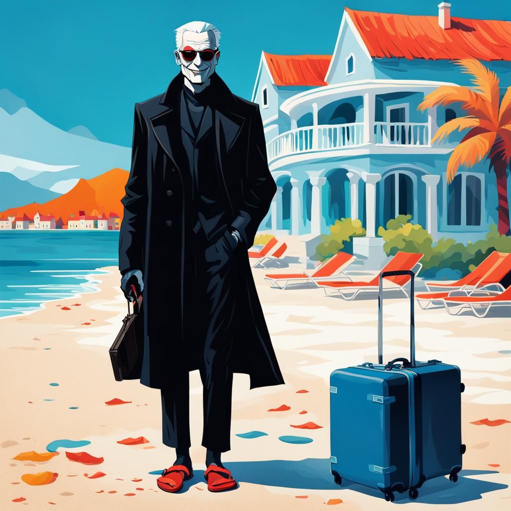 Evil Villain Travel Agent in Dark Fantasy Style