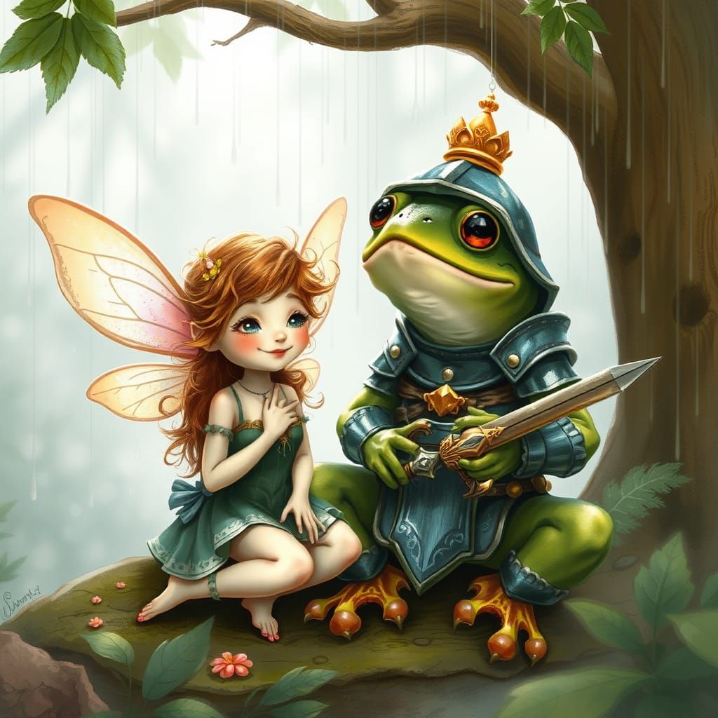 Whimsical Woodland Scene in Enchanted Forest Style