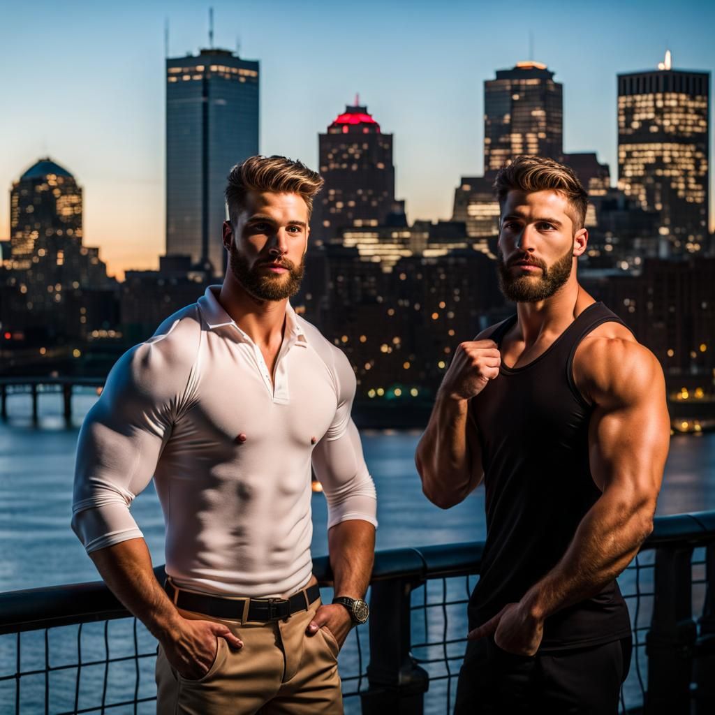 Rugby Player and Man in Boston at Night