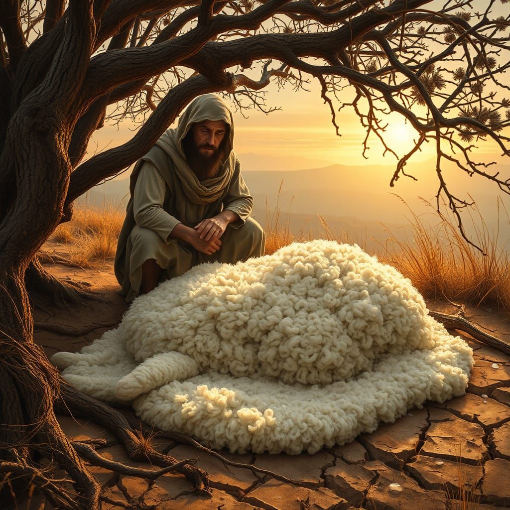 Gideon's Fleece at Dawn: An Earthy Landscape Painting