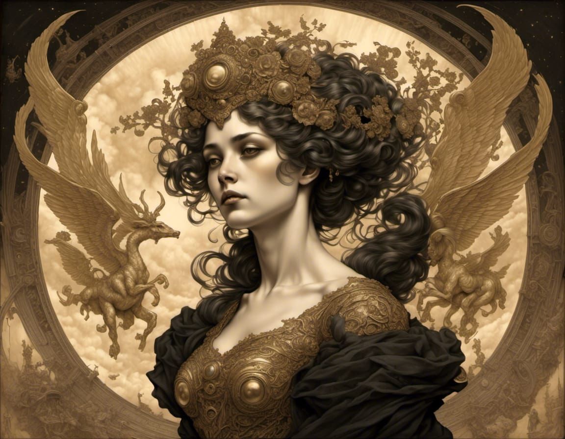 Lyra and Daemon Walk Into the Sun: Golden Print