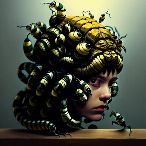 Surreal Caterpillar Thoughts Crawling From Head