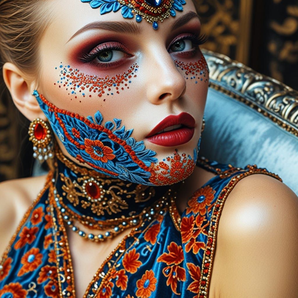 Elegant Woman in Velvet Attire