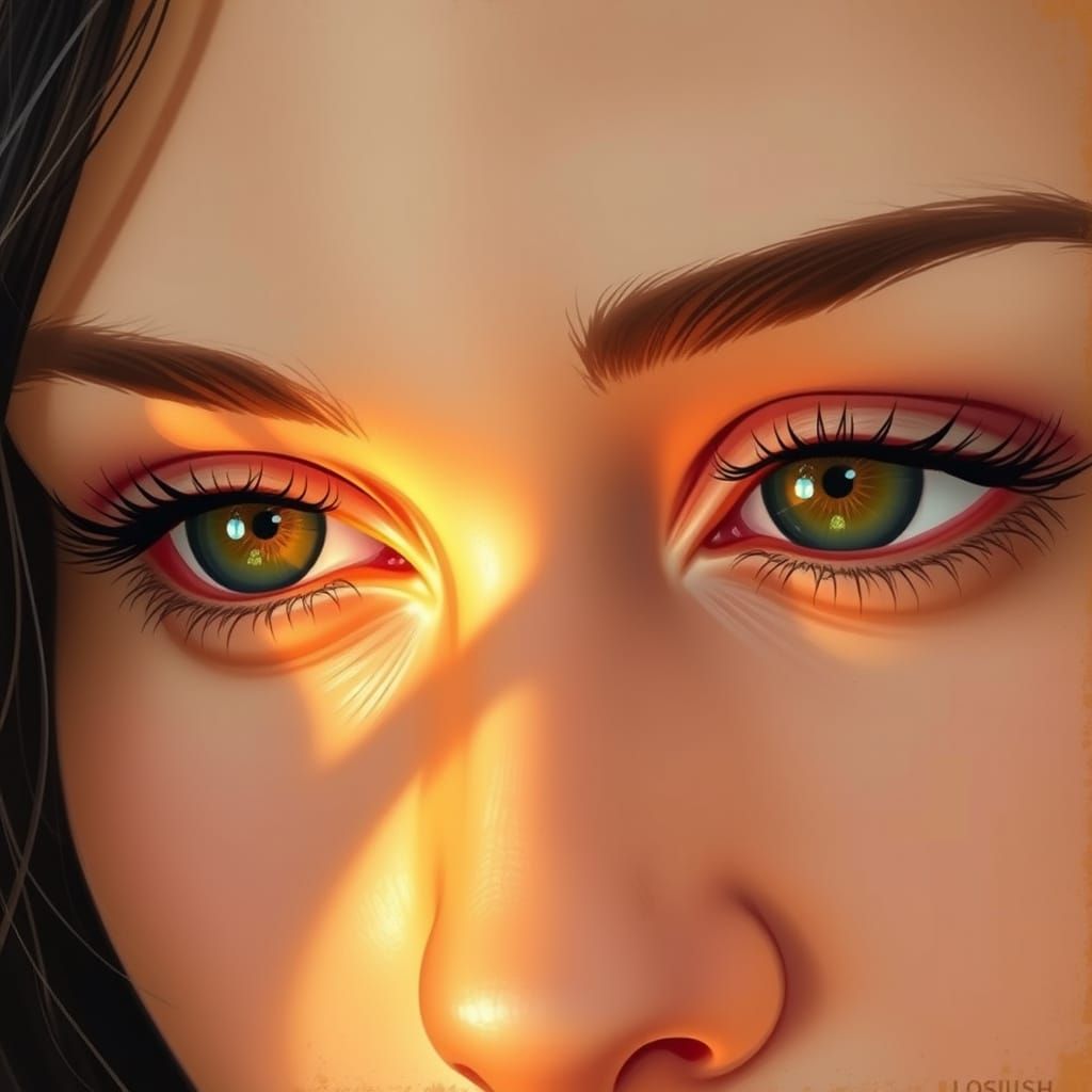 Intense Gaze: A Woman's Eyes in Art Nouveau Style