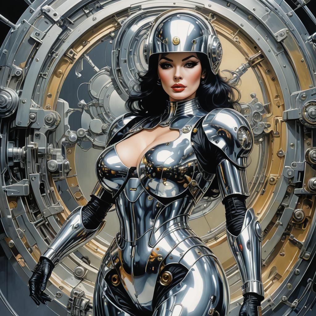 Chrome Gynoid in 80s Sorayama Style