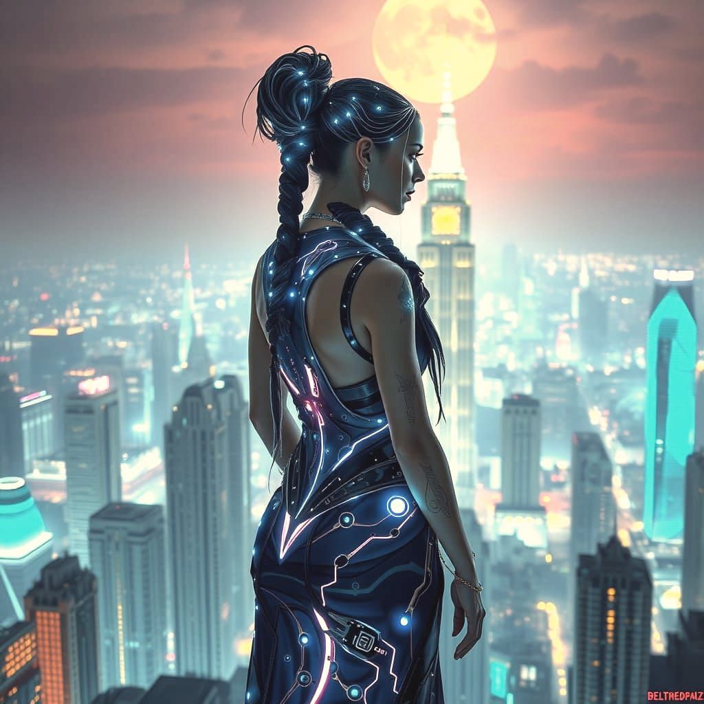 Cyberpunk Princess Reigns Supreme in Neon-Lit Metropolis