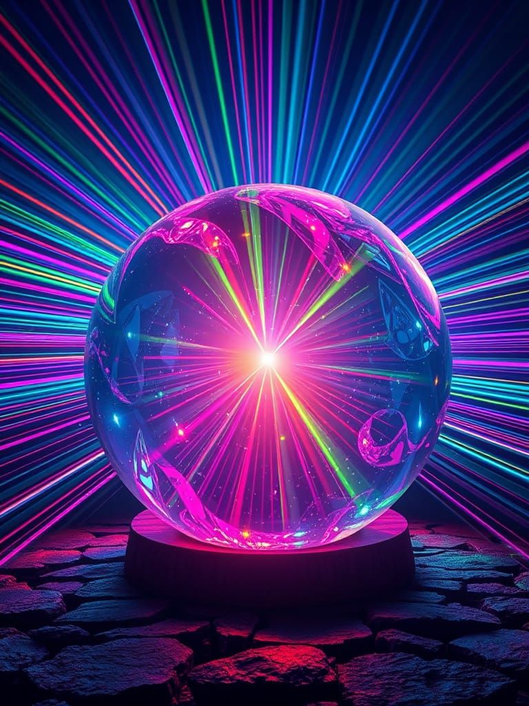 Bioluminescent Sphere with Rainbow Laser Beams