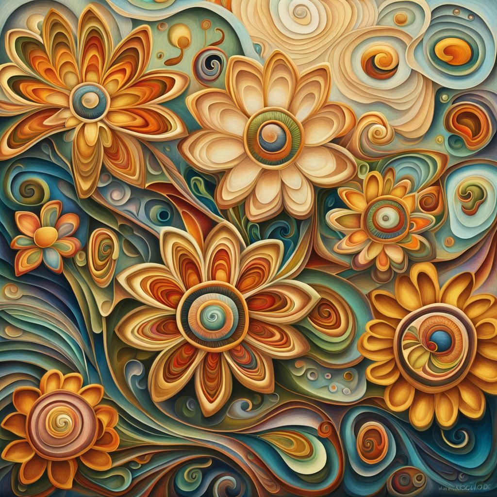 Surreal Exotic Flowers Bloom in Dreamlike Composition