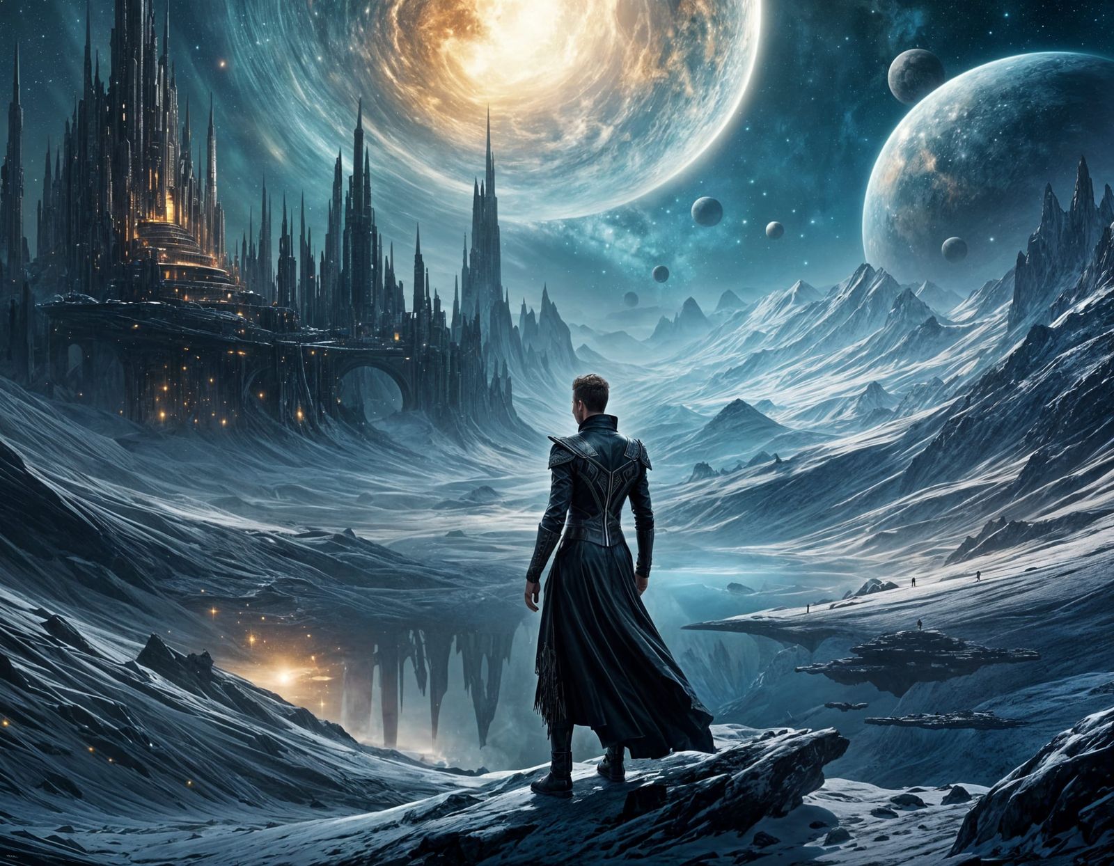 Elegant Astral Solitude in Starry Blackness