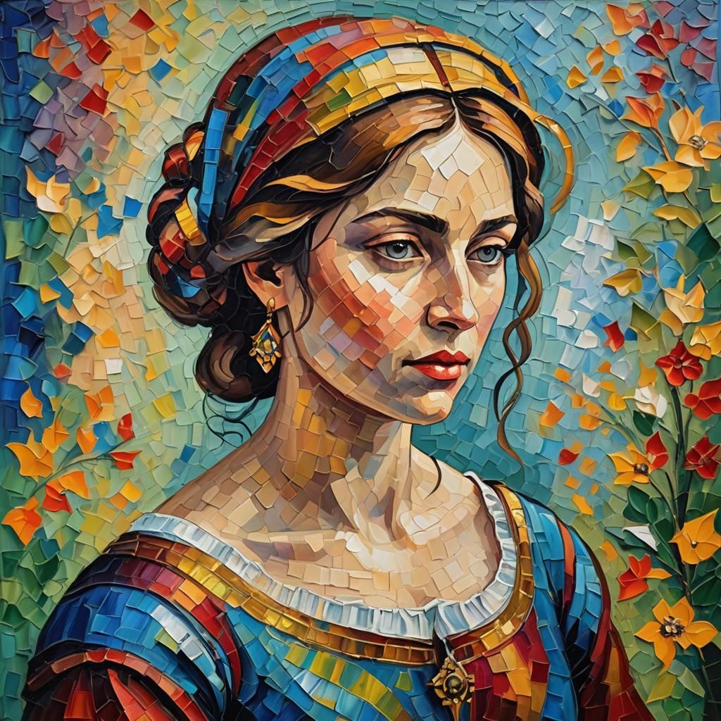 Renaissance Woman in Expressionist Oil Painting