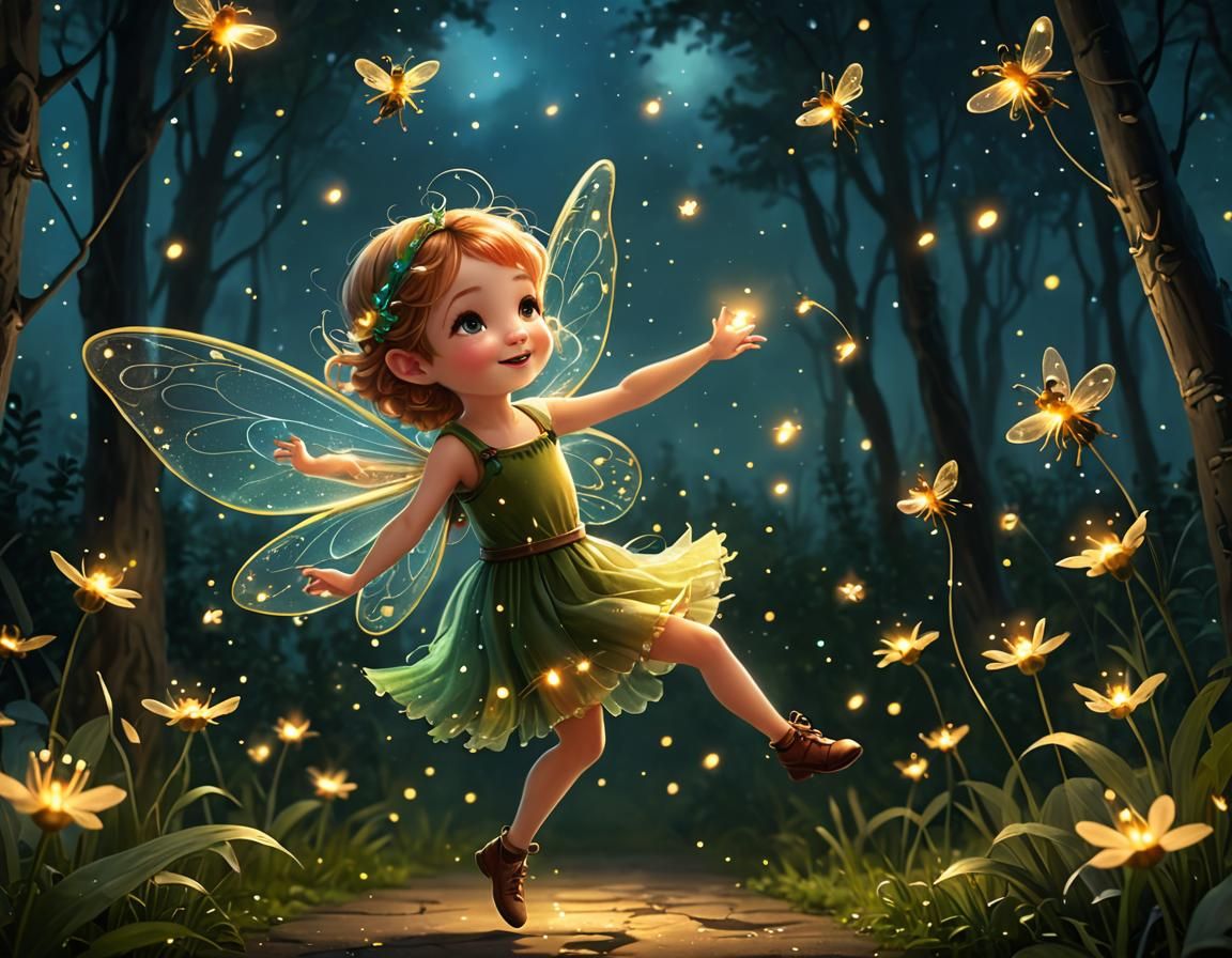 Enchanting Fairy Dance with Fireflies