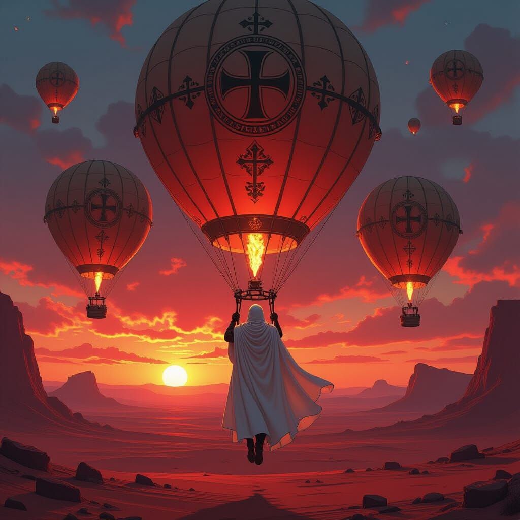 Templar Knight floats through the desolate Martian sky